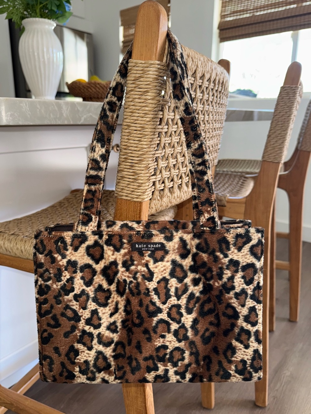 Kate Spade New York Vintage Animal Leopard Print Faux Fur Brown Black Y2K Tote - Picture 5 of 17